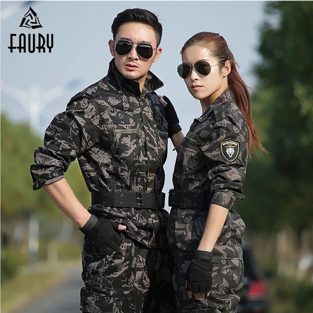

Black Hawk Camouflage Military Uniform Combat Army Jacket+Cargo Pans Tactical CS Uniforme Working Hunting Clothes Women Men
