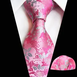 Розовый серебряный вечерние Свадебный классический карманный квадратный галстук черный чек Шелковый плетеный мужской галстук носовой