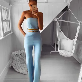 

wholesale 2019 new Rompers rose sky blue Strapless Hollow Out Sweet and sexy celebrity Party bandage Jumpsuits (H2904)