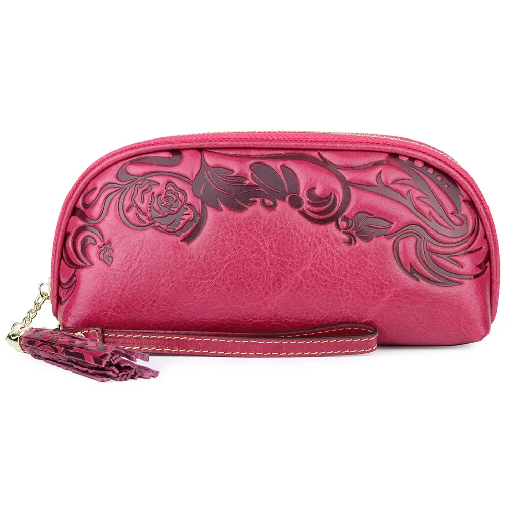 

Luxury Women Wallet Small Purse Genuine Leather Women's Purse Black Long Embossing Floral Black/Rose Red/Red/Blue Ladies Wallets