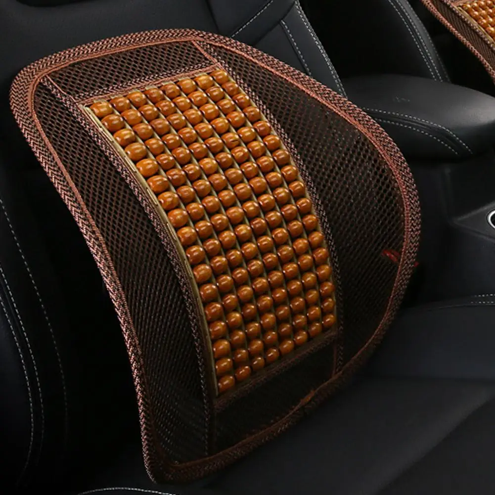 

Home Office Car Seat Chair Cool Back Waist Support Cushion Wood Beads Massage