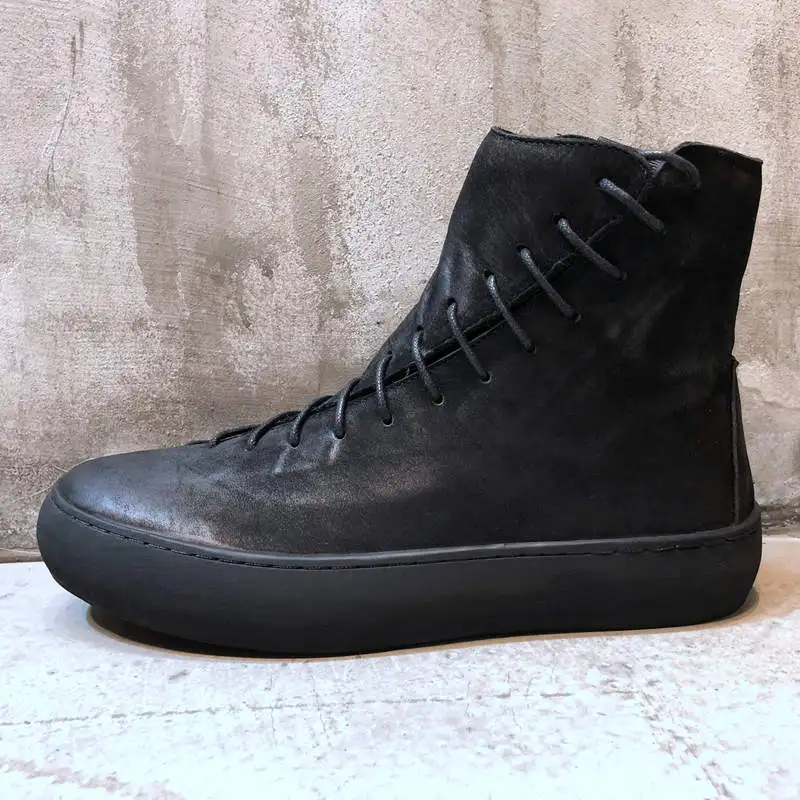 Respirável Dos Britânicos Equitação Rodada Ou Alta Botas Quente Sapatas Moda De Homens Inverno Retro Preto Vermelho Couro Montaria Coreano 8pTqwdYq