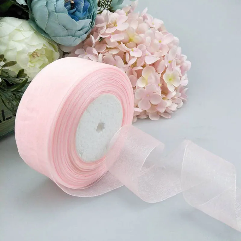 4cm 45meter Crystal Organza Ribbon Roll Invitation Card Gift Box Packaging Ribbon Sewing Craft For Home Wedding Party Decoration