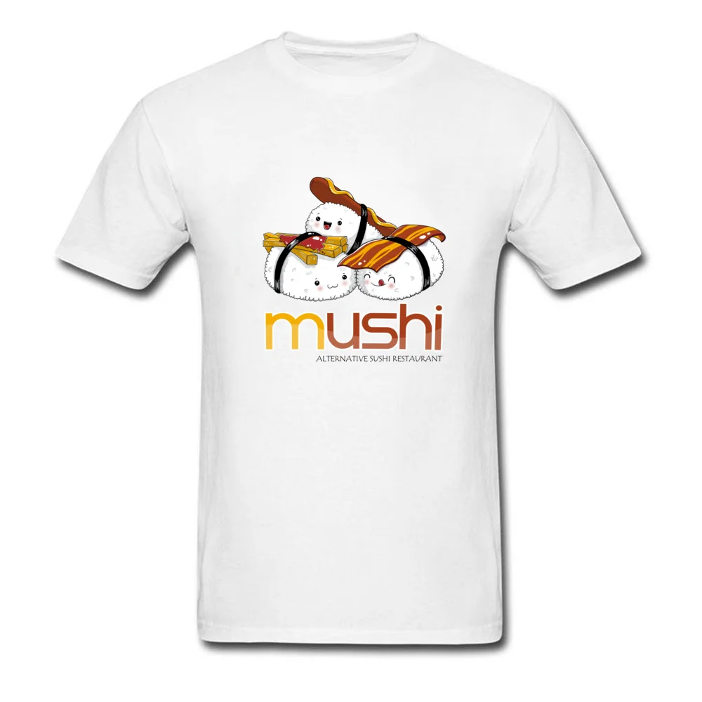 100% Cotton Men Short Sleeve Mushi T-shirts Custom Tops Shirt Graphic Camisa Crew Neck Clothing Shirt Free Shipping Mushi white