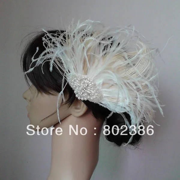 

Ivory Feather Fascinator Flower Girl Hair Clips