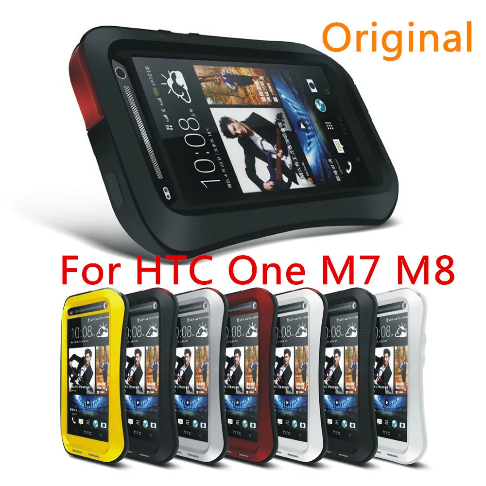 For HTC One M7 M8 Three Proofings Aluminium Metal Phone Case Original LOVE MEI Small Waist
