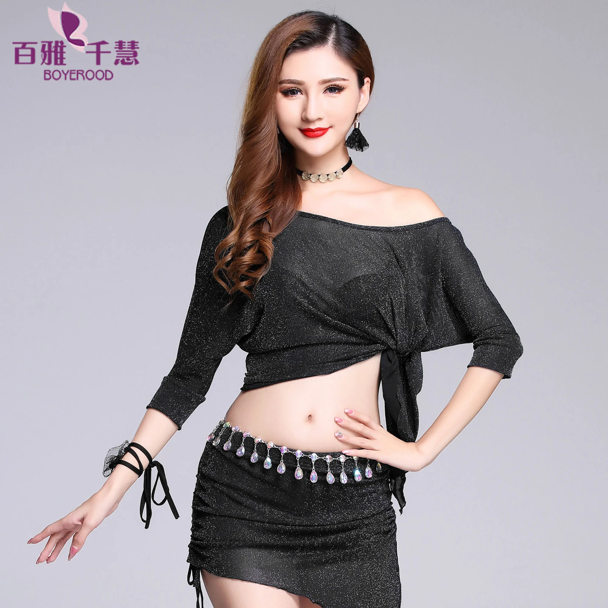 High quality sexy belly shirt for women free shippingin Belly Dancing