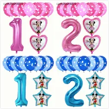 13 pcs 1 2 3 4 5 6 7 8 9 Minnie Mickey decorações do partido tema adequado para balão dot balão de látex da festa de aniversário infantil brinquedos