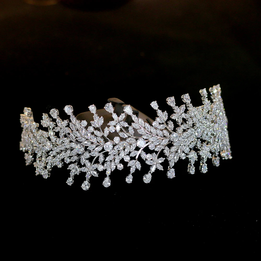 Luxury fashion wedding zircon ladies bridal hair tiara bridal crown princess crown accessories