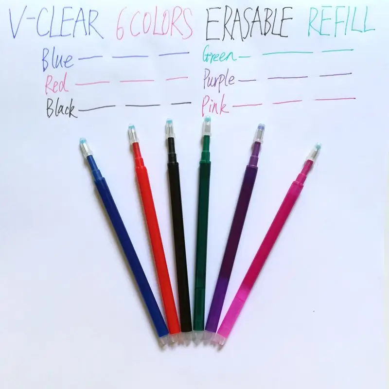 Креативные школьные канцелярские принадлежности студенческие милые школьные принадлежности кавайи ручка заправка зеленый розовый заправка ручка гелевая ручка стирающаяся ручка с пастой - Цвет: 6 colors each1