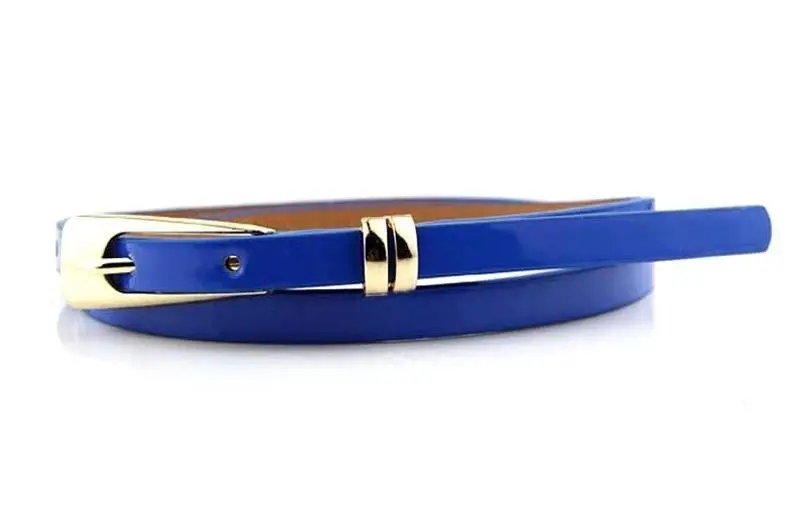 gem blue Модный женский тонкий пояс из искусственной кожи, узкий пояс для женщин и девушек, обтягивающий пояс яркого цвета, джинсовое платье, украшение - Цвет: gem blue
