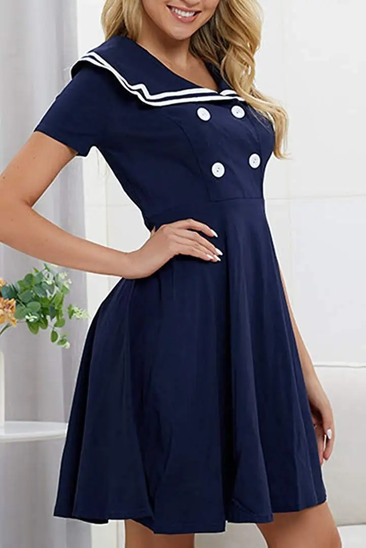 Женское летнее короткое платье кукольный воротник с коротким рукавом на