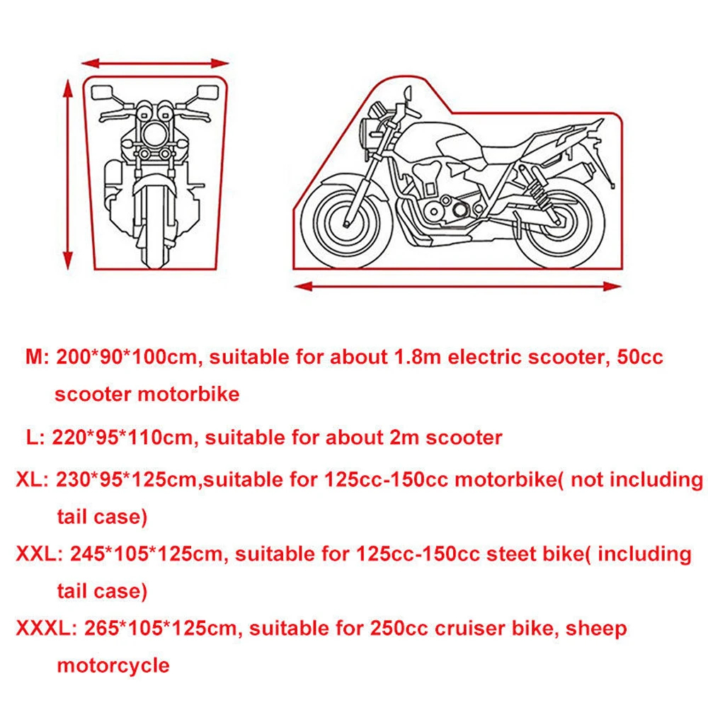 Чехол для мотоцикла, непромокаемый, пылезащитный, защита от солнца, противоугонная, с отверстием для замка мотоцикла, мотоцикла, круизера, велосипеда, скутера, чехол