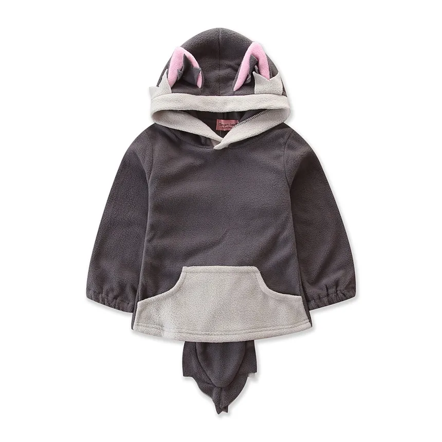 SAMGAMI ребенок милый Лисенок с капюшоном Детское пальто осенне-зимнее пальто, теплые куртки, детская верхняя одежда дети Костюмы Пальто для девочек, верхняя одежда для малышей - Цвет: grey