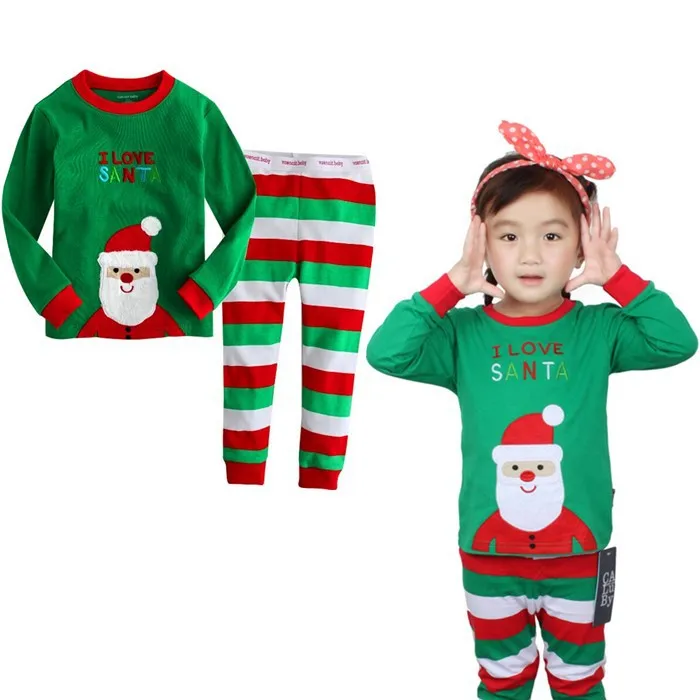 Новая демисезонная детская одежа, Детский комплект с длинными рукавами; рождественские хлопковые пижамы детские рубашки пижамы набор