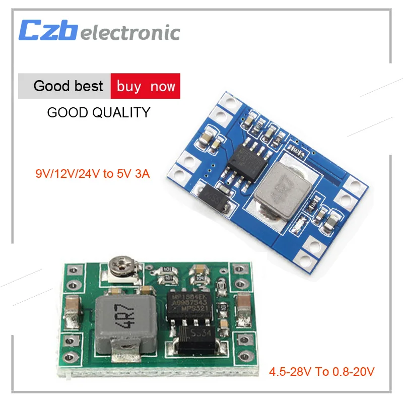 

Mini DC-DC Step Down Power Supply Module 3A 4.5-28V To 0.8-20V 9V/12V/24V to 5V 3A Adjustable Buck Converter for Arduino