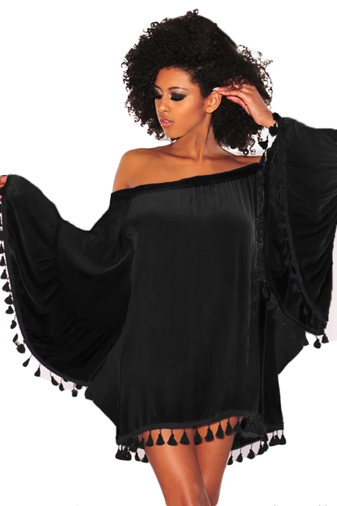 Black-Off-Shoulder-Black-Tassel-Trim-Dress-LC220318-2-1