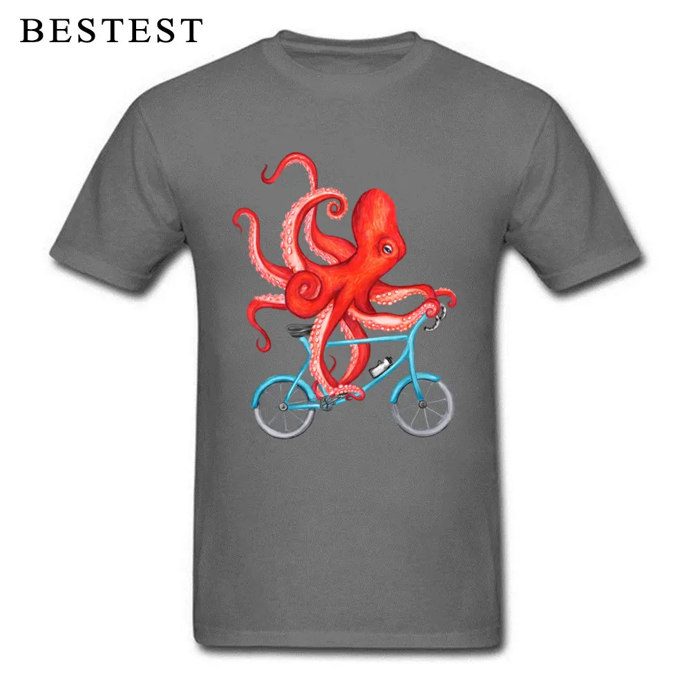 Student T-Shirt Cycling octopus 322 Casual Tops T Shirt 100% Cotton Fabric O-Neck Short Sleeve Custom Tee Shirts ostern Day Cycling octopus 322 carbon