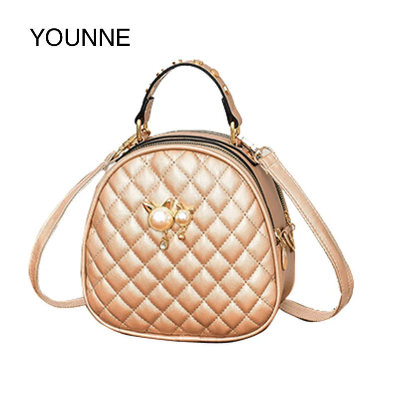 

YOUNNE Soft Leather Crossbody Bag Mini Casual Handbags for Girls Women Geometric Shoulder Bag Top Handle Tote Bag 2019