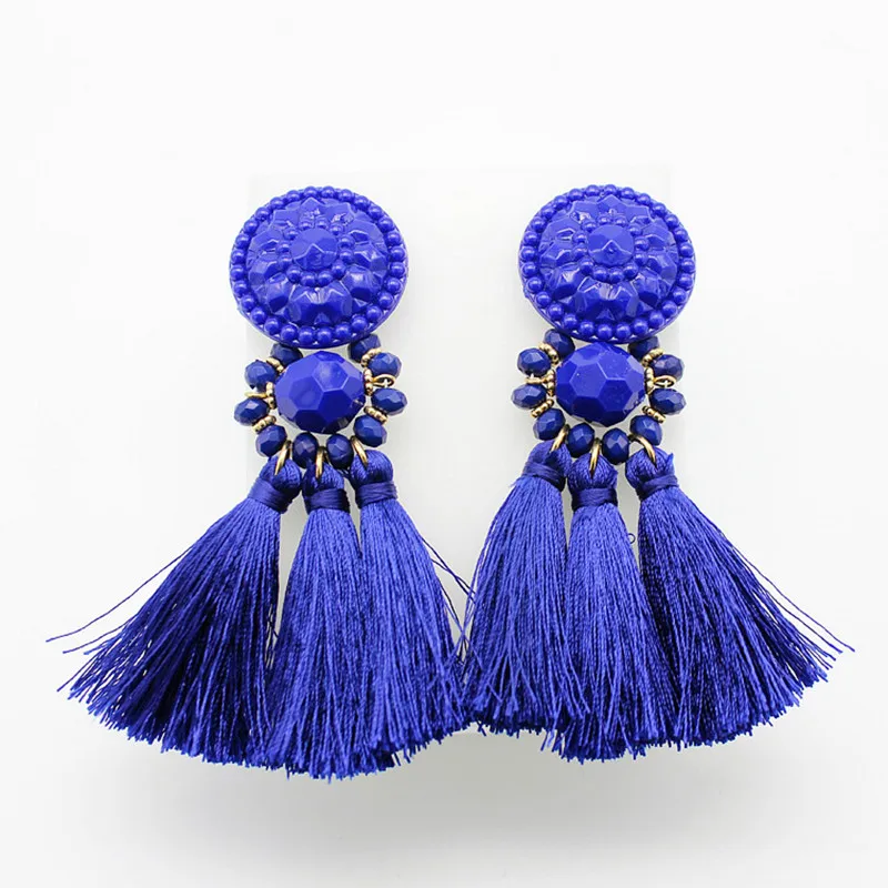 

Statement Ethnic Blue/Black Tassel Earring For Women Bohemian Long Fringe Drop Dangle Earring Brincos Female New Fashion Jewelry