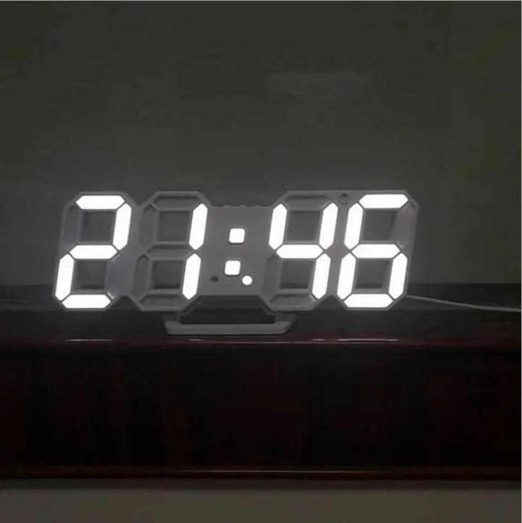 

3D LED Wall Clock Modern Digital Table Desktop Alarm Clock Nightlight Saat Wall Clock For Home Living Room Office 24 or 12 Hour