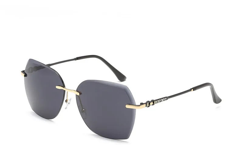 Jinjin. QC Роскошные элегантные солнцезащитные очки стильные без оправы женские солнцезащитные очки большого размера квадратной формы