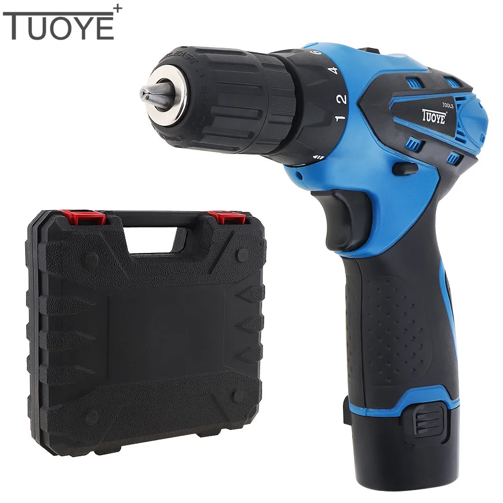 

12V Cordless Electric Drill Screwdriver Rechargeable Lithium Battery Two-speed Rotation Adjustment Power Tools with Tool Box