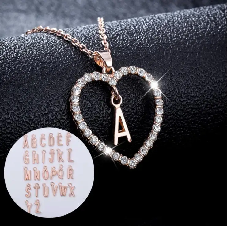 A To Z 26 ожерелье с надписью Love Heart подвеска кристаллами для женщин и мужчин длинная