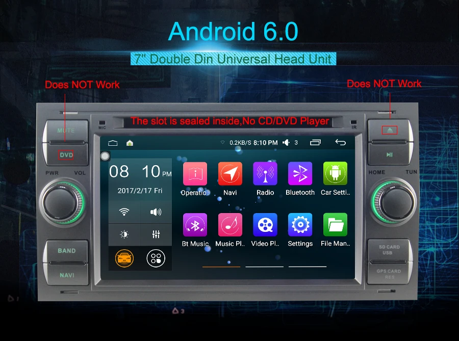 Best 7" 2 din 2GB Ram Car Radio Audio Stereo HD GPS Navigation Head unit For Ford Focus Fusion Multimedia Player Support DAB OBD DVR 0