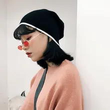 Новинка, зимние шапки для женщин, вязаный бюстгальтер шапка черепки, шапочки, теплая шапка, модная женская, мужская, однотонная вязаная Стильная шапка