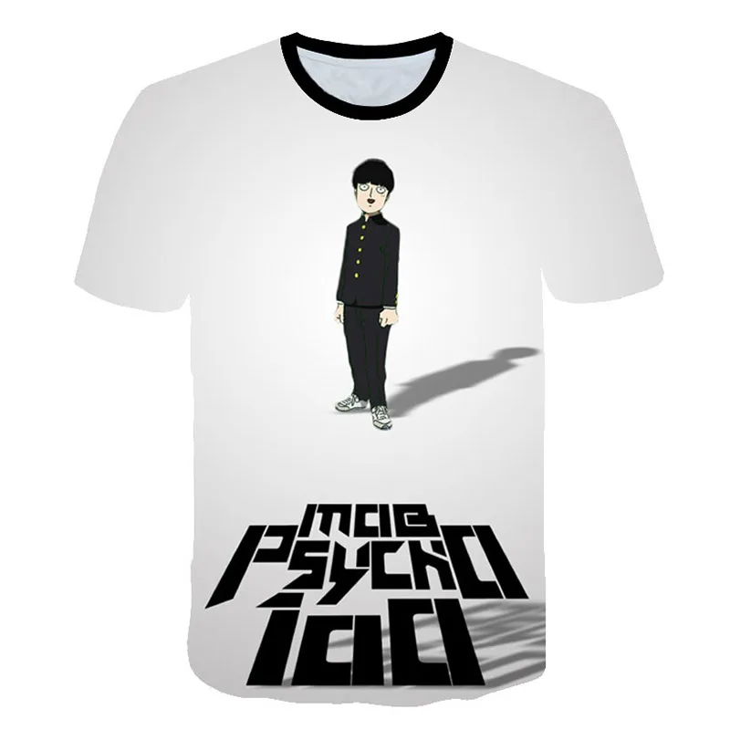 

Summer 2019 New Mob Psycho 100 T shirt Anime Kageyama Shigeo Cosplay Costumes Fashion Sleeve Tees Boys and Girls T-shirts
