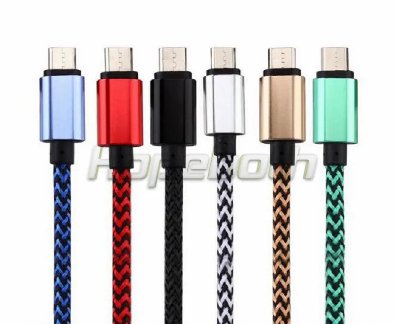 

5V 2A Micro USB Cable Nylon Braided Sync Charging Cable For Samsung Galaxy Xiaomi Phone 1M 3FT Cable For iPhone 10pcs/lot