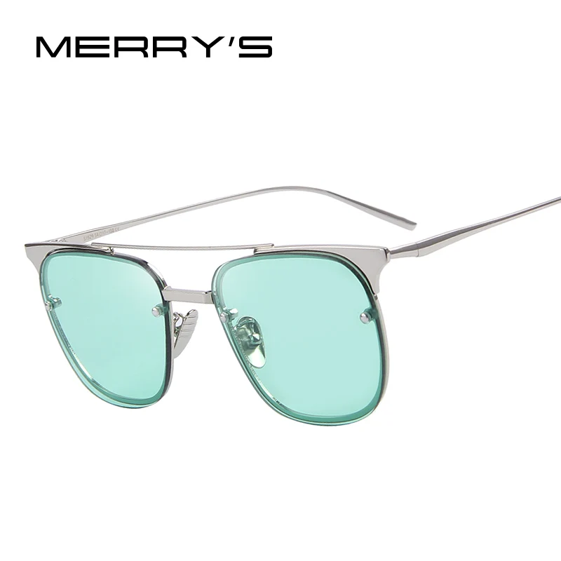 

MERRY'S Women Classic Brand Metal Cool Sun Glasses Half frame Sunglasses Colorful Reflective lens Alloy Legs Eyeware S'6024