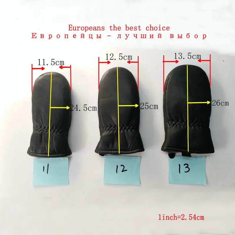 Men Leather Gloves Warm Outdoor Winter Double Layer Sheepskin Windproof Waterproof Thickening Minus 30 degrees