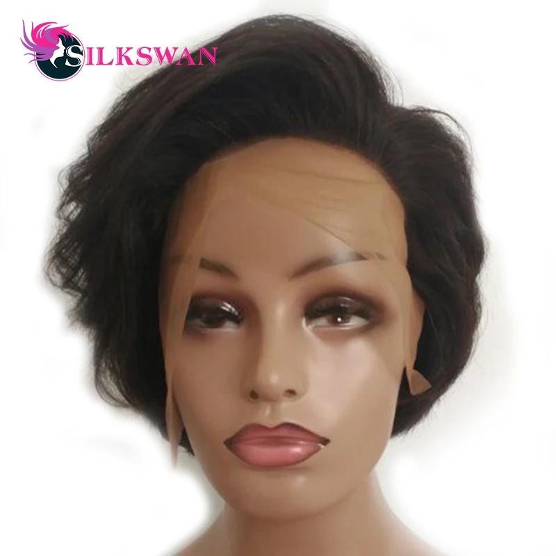 

Silk Swan Brazilian Remy Hair 13*4 Natural Wave Short Pixie Cut Wigs 150density For Woman Natural Short Wigs