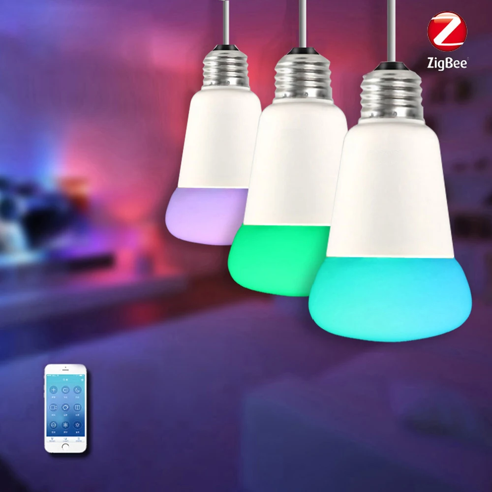 

AC100-240V 9W RGBW Intelligent Bulb(Zigbee Version) E27 Base Socket Holder Supported Smart Phone App Control/ Color Changing