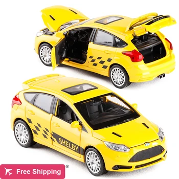 

New 1:30 Ford Focus Alloy Diecast Car Model Toy Electronic Metal Car With Light Sound Pull Back For Kids Toys Gift Free Shipping