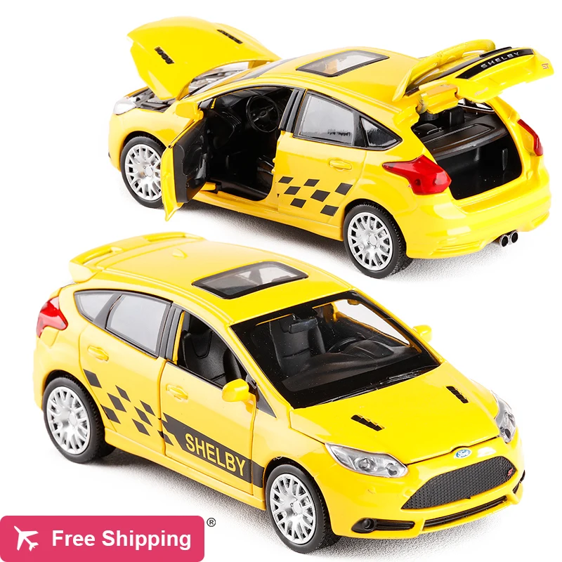 New 1:30 Ford Focus Alloy Diecast Car Model Toy Electronic Metal Car With Light Sound Pull Back For Kids Toys Gift Free Shipping