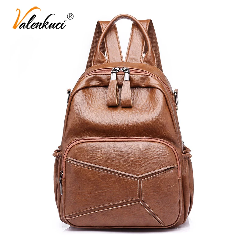 

Valenkuci Women's Backpack 2018 New Fashion Casual PU Leather Backpacks Bags Large Capacity Women Bag Female mochila feminina