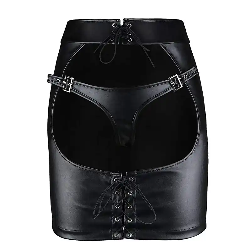 White On Black Bdsm - Black PU Leather Shapewear Control Panties Erotic Porn Skirt Sex Bdsm  Bondage Mini Dress Spanking Attach Fetish G-String Teddy