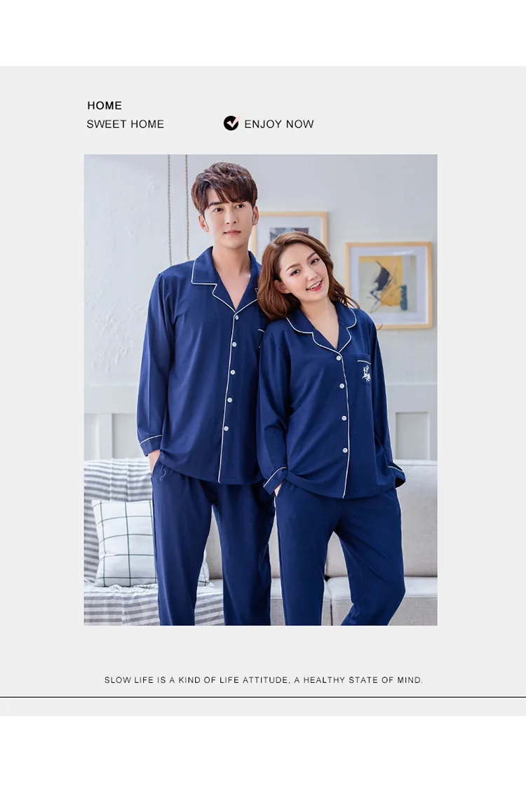 Новый комплект пижамы модал с длинными рукавами сплошной Цвет Для мужчин и Для женщин домашний костюм женская пижама для сна хлопковые
