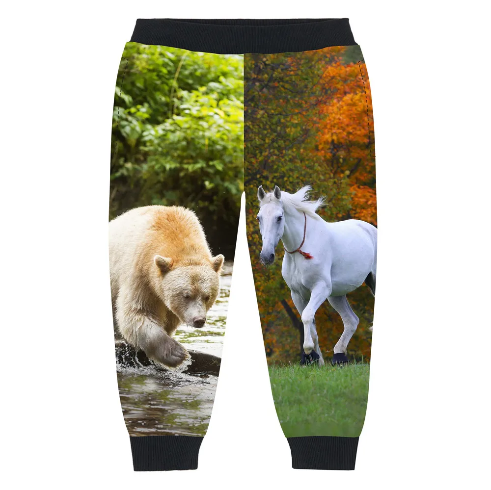 New Baby Boys Girls Elastic waist Harem Pants bear white Horse Printed Toddle Kids Pant Trousers