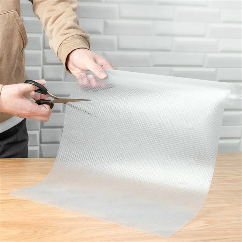  45*150 cm Clear Waterproof Oilproof Shelf Cover Mat Drawer Liner Cabinet Non Slip Table Adhesive Ki