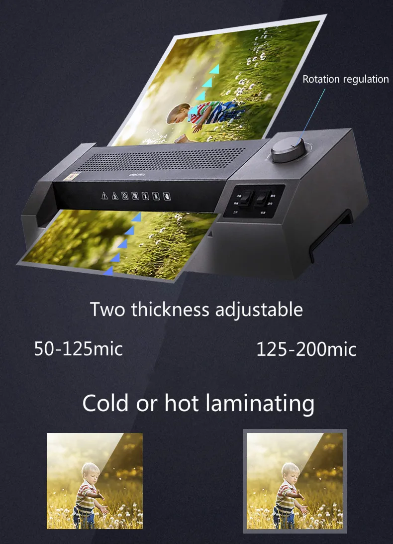 Fotos do Documento Frio e Quente Máquina de Estratificação Deli Laminador Nenhum Bolhas Duas Barracas Flim Espessura Ajustável 2133 5 Deli 2133 fotos do documento laminador frio