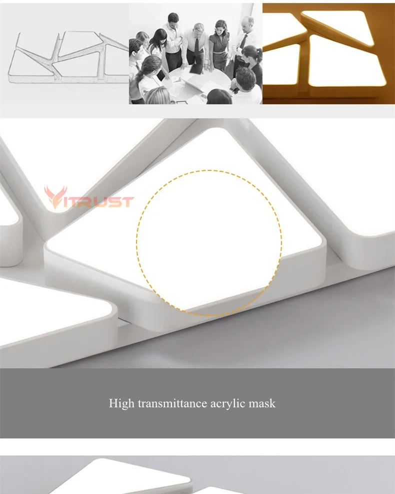 Прямоугольник акриловые светодиодный потолочный светильник затемнения светодиодный светильник Современный Потолочные светильники дома Освещение черный/белый светодиодный потолочный светильник