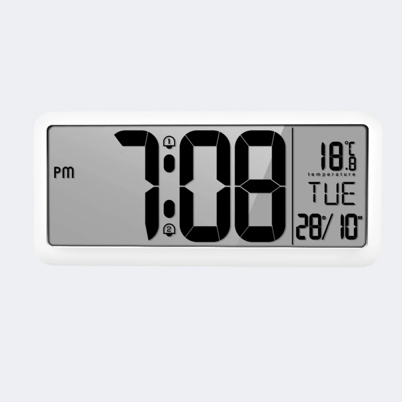 Цифровые настенные часы с 2 настройками будильника и большим ЖК-экраном