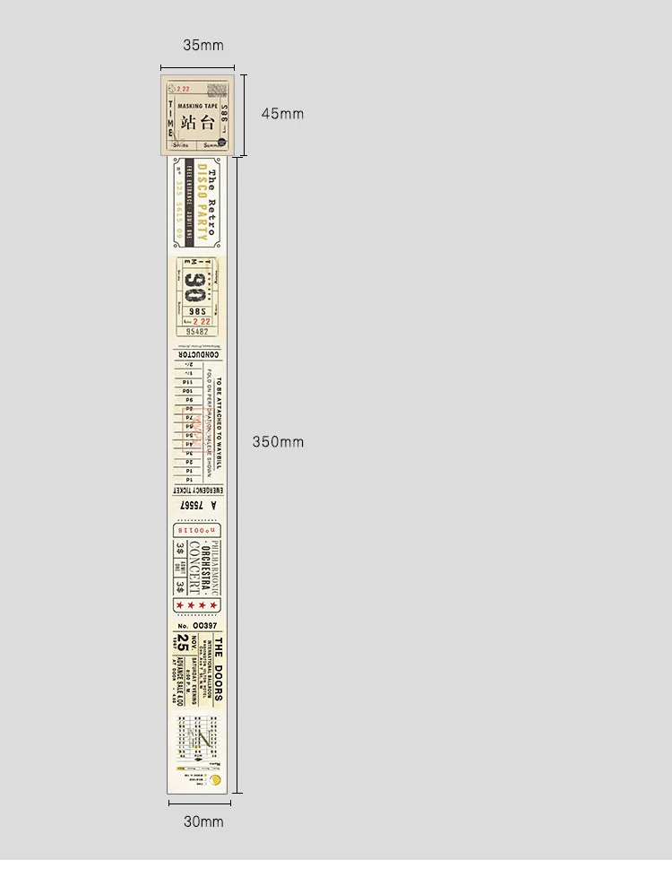 30 мм* 350 мм Ретро билета Васи клейкие наклейки Скрапбукинг DIY винтажная маскирующая лента школьные офисные принадлежности пуля журнал sl2118
