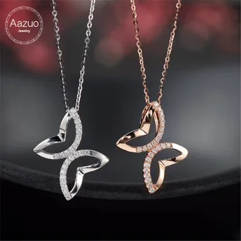 

Aazuo 18K Rose Gold Real Diamonds IJ SI1 Butterfly Free Pendent Necklace gifted for Women Engagement Wedding Link Chain Au750