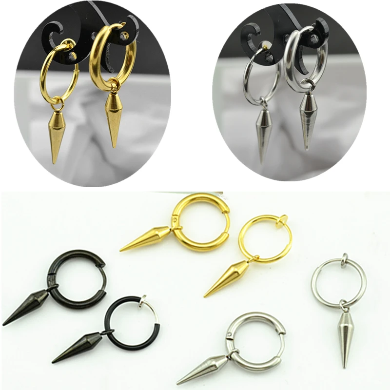 

Drop Earrings for Women Titanium Steel Ear Studs Non-fading Fashion Male Female Clip on The Ear No Earhole Spring Dangle Earring