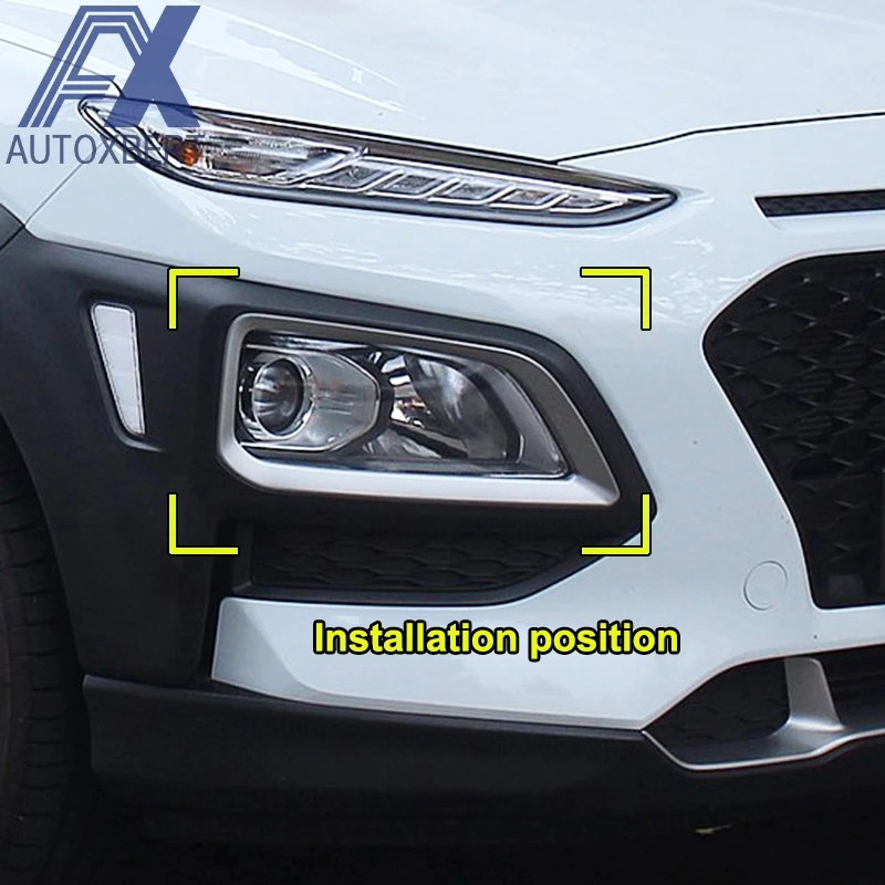 

AX Chrome Front Head Fog Light Lamp Cover Foglight Molding Trim Styling Decoration For Hyundai Kona Encino Kauai 2017 2018 2019